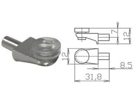 Полкодержатель для стекла с присоской "лопатка" хром