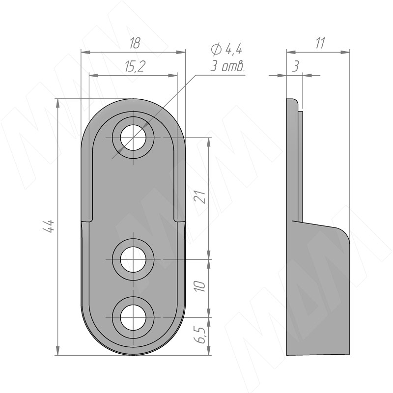 Держатель для штанги 15х30, отделка никель (заказ)