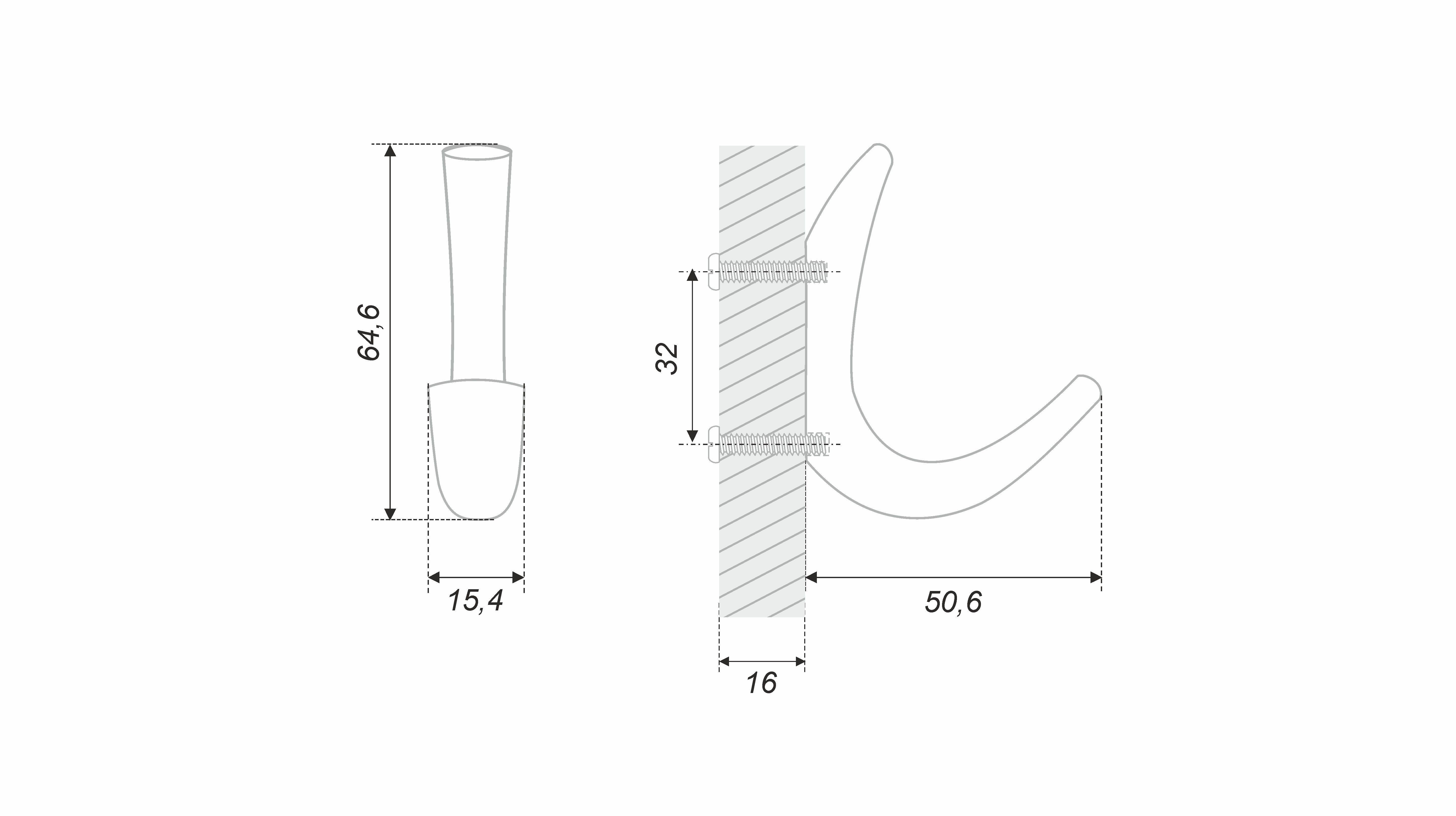 BRD K206BL.10 Крючок 2-х рожковый черный матовый SALE