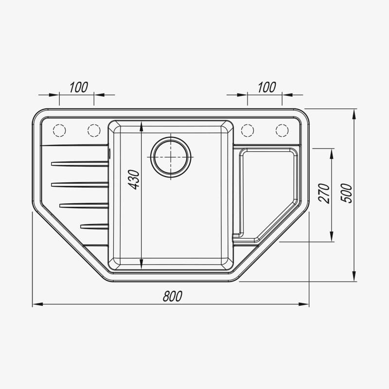 Мойка Dr. Gans Рио 800 трапеция черный (заказ)