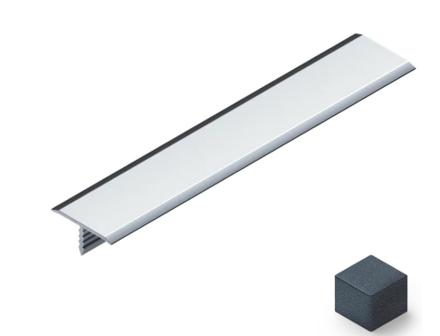 Профиль для ЛДСП T-образный плоский алюминий муар черный 20мм х 2.7м PV102-42