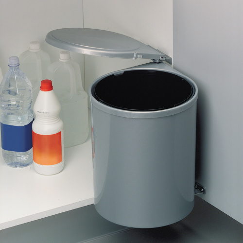 Ведро для мусора (13л), пластик серый металлик, круглое, 270.MT