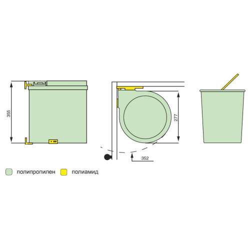 Ведро для мусора (13л), пластик серый металлик, круглое, 270.MT