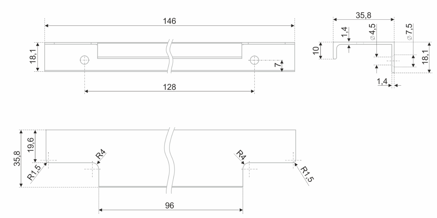 BRD RT109BL.1 ручка торцевая 150 мм RAY черный матовый