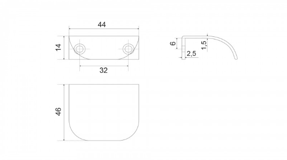 BRD RT011BAP.1 ручка торцевая 32 мм POINT Брашированное старинное олово (заказ)