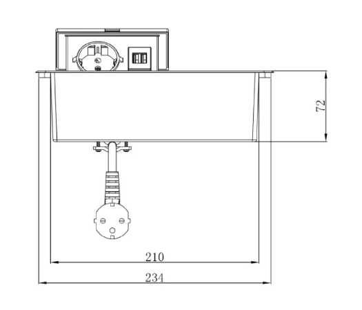 SETE Блок встраиваемый настол. (горизонт.) 1 гнездо, 2*USB, беспроводн. зарядка, сер.с кабелем SALE