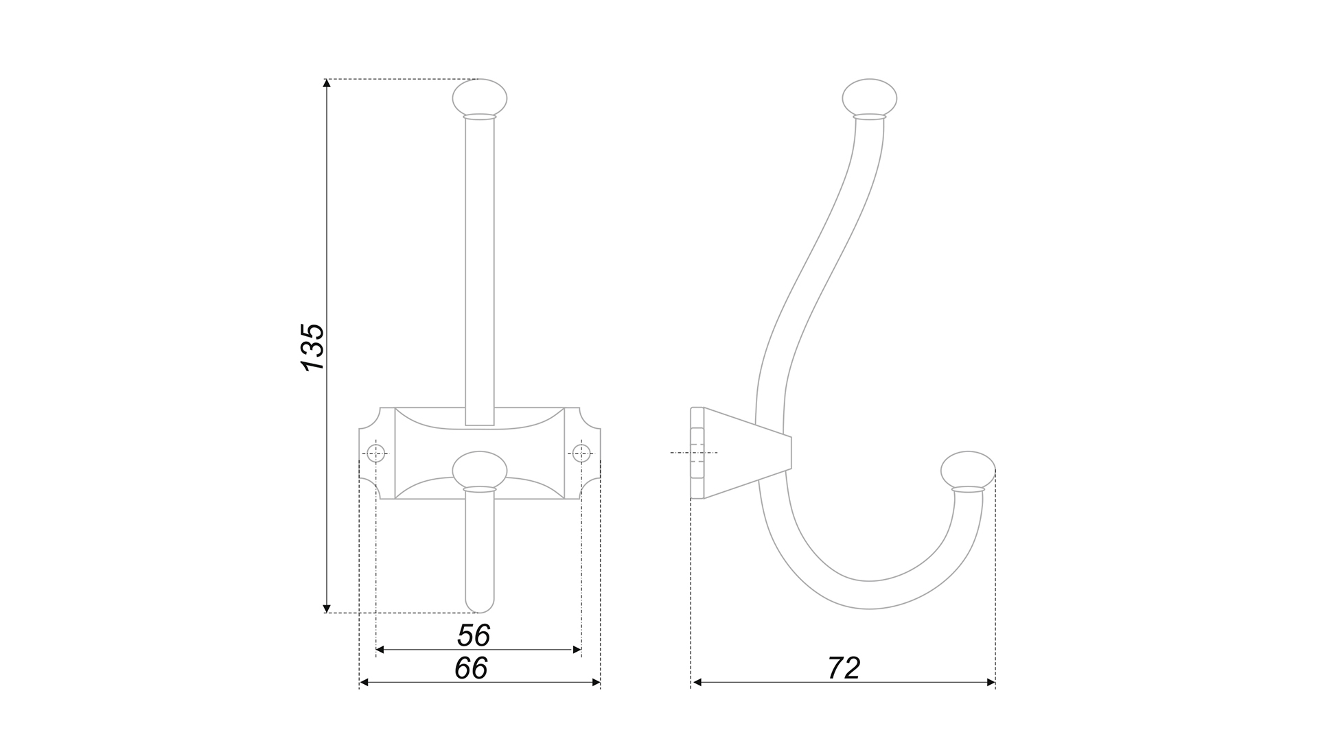 BRD K215BSN.8 Крючок KARL 2-х рожковый Атласный сатиновый никель (заказ)