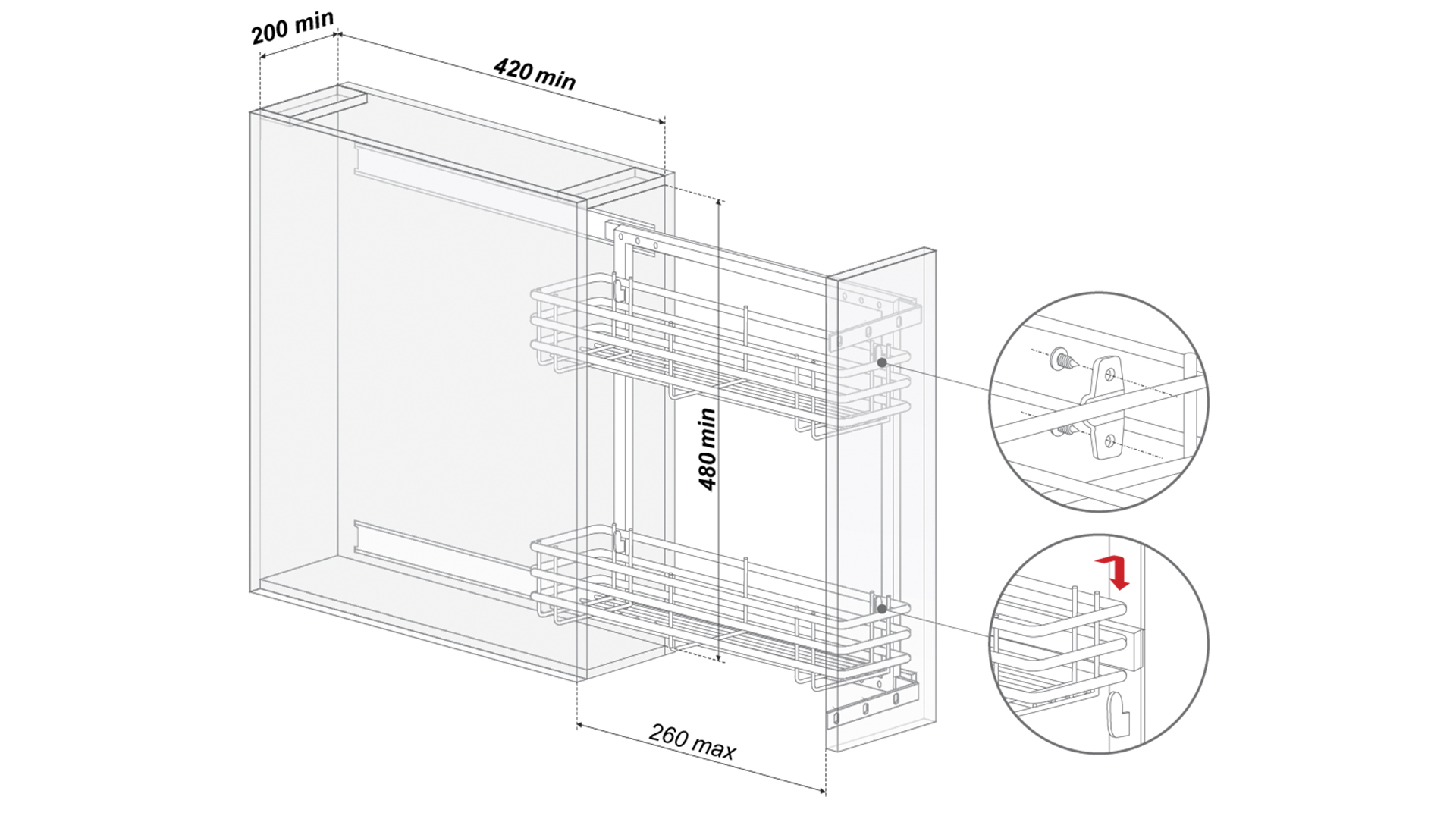BRD Бутылочница боковое креп. на раме KR03/1/1/200