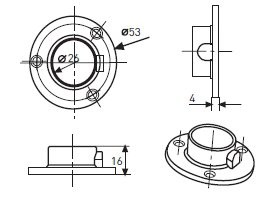 GP 15А Фланец для трубы 25 мм черный (заказ)
