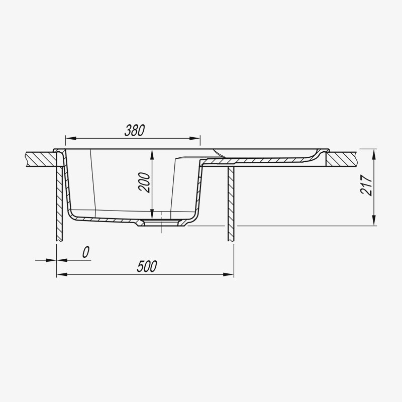Мойка Dr. Gans Адель 780 прямоугольная с крылом базальт