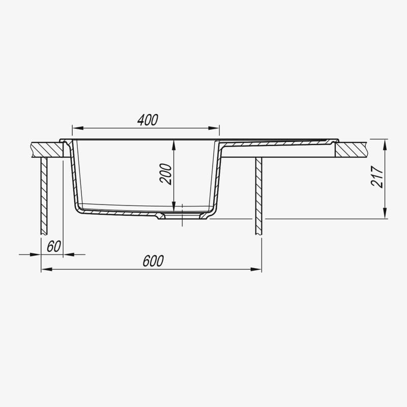 Мойка Dr. Gans Техно 760 прямоугольная с крылом черный