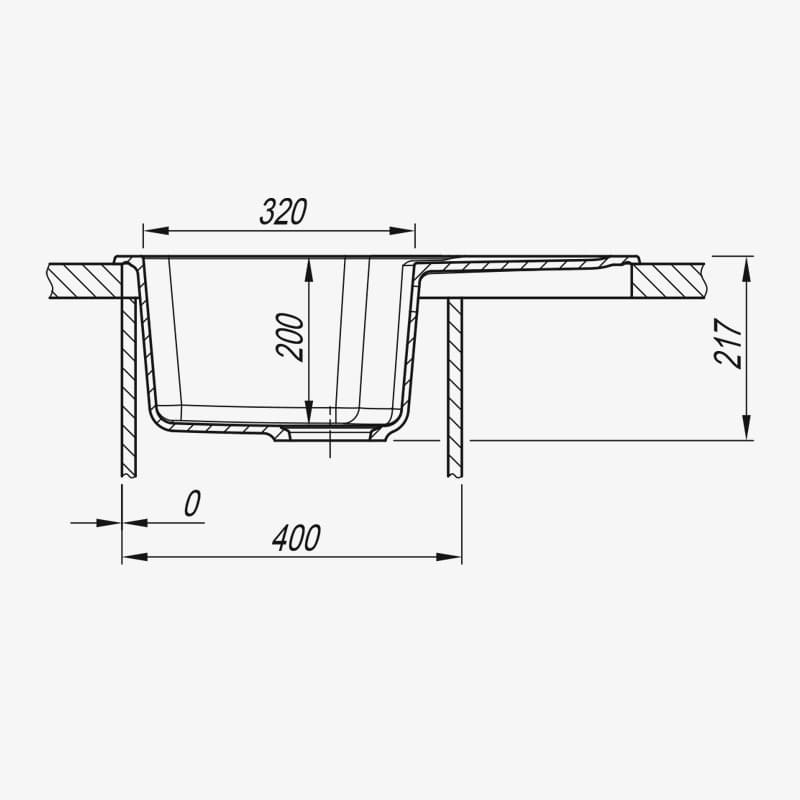 Мойка Dr. Gans Лора 620 прямоугольная с крылом дюна (стоп-лист)