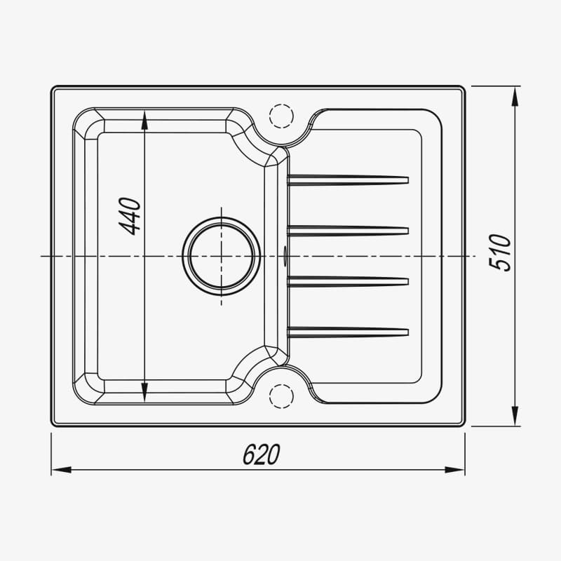 Мойка Dr. Gans Лора 620 прямоугольная с крылом дюна (стоп-лист)