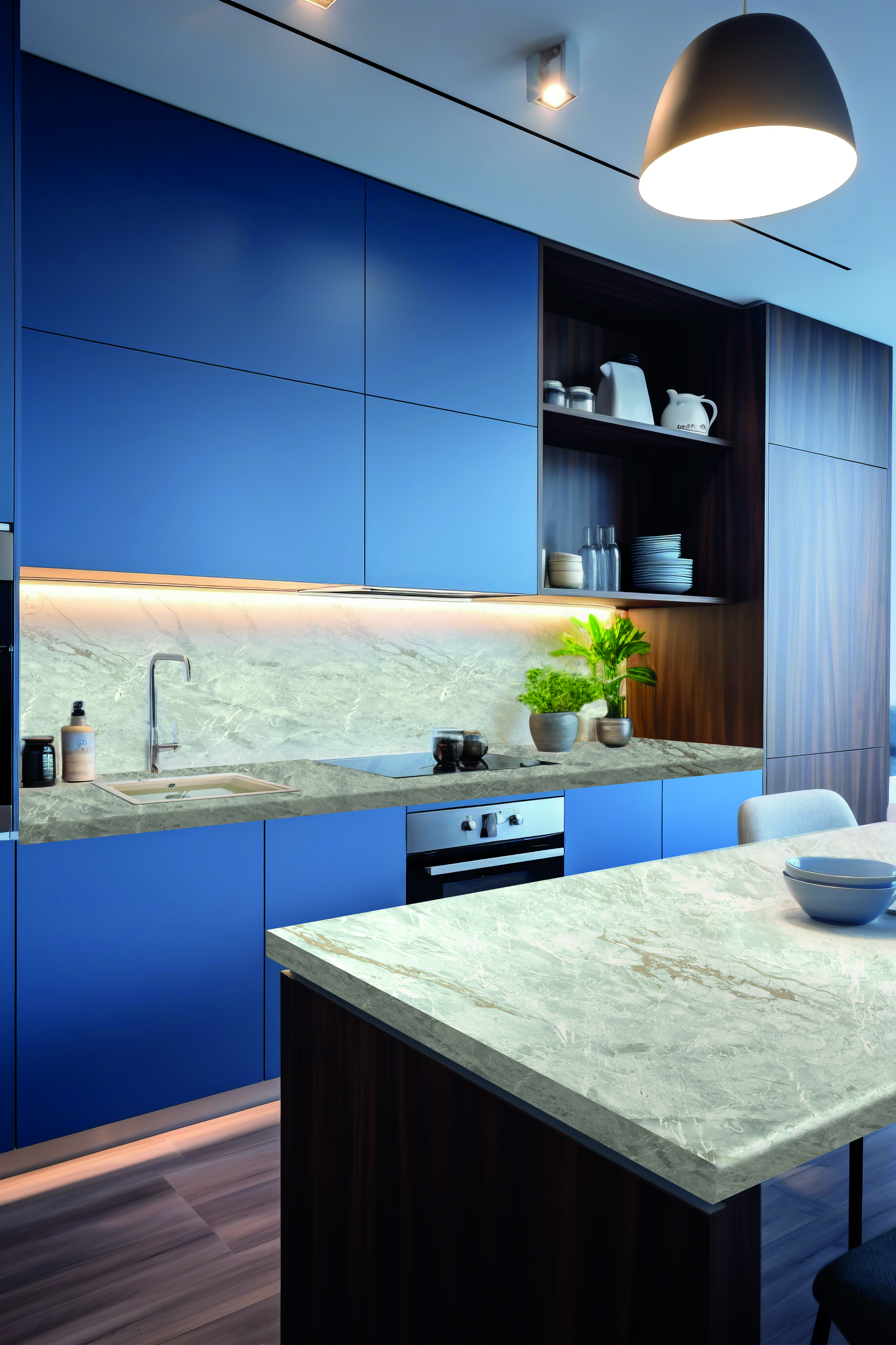 Столешница Проф-Стандарт КЕДР МК 3000*600*56мм 1 группа - Мрамор Аврора 7771/S (заказ)