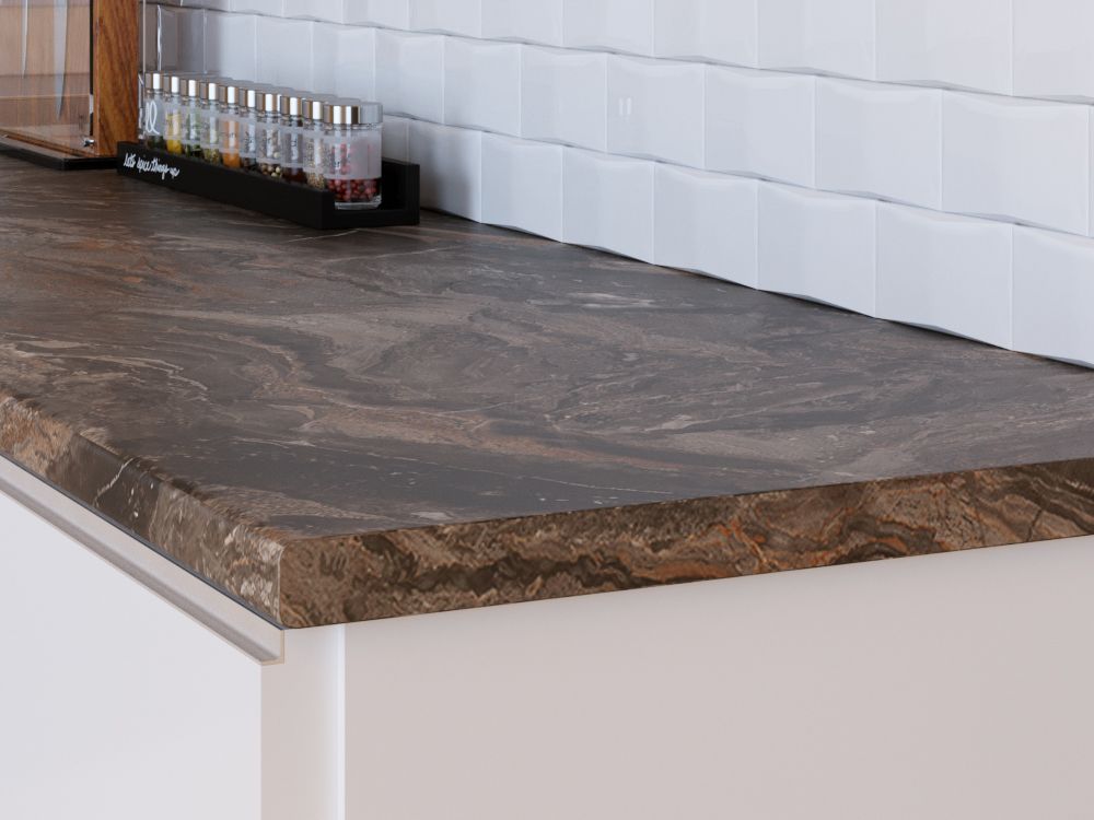 Столешница КЕДР МК 3000*600*38мм 2 группа - Мрамор бергамо темный 7032/Q