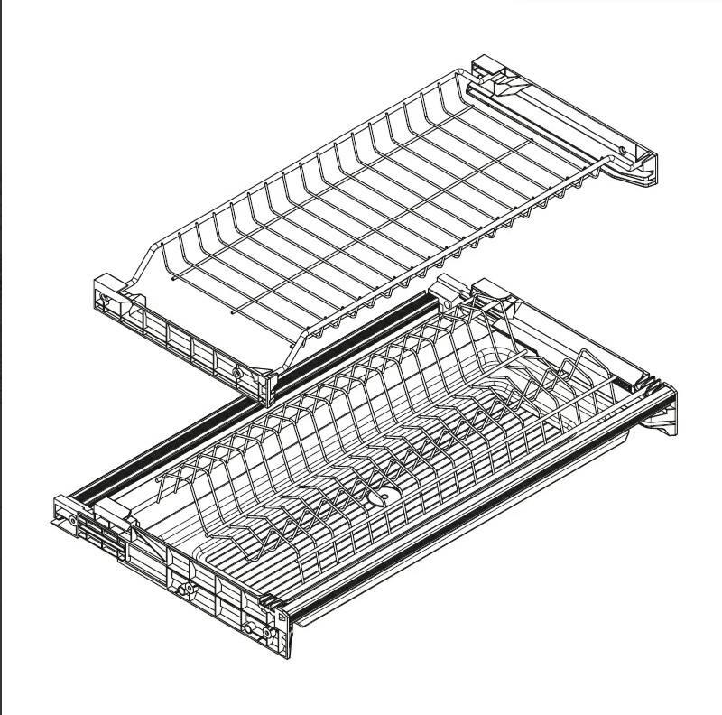 Сушка 2-уровневая в базу 700/16, с рамкой, поддон 1 шт. (пластик), отделка сталь