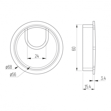 SETE заглушка для кабеля D60 металл, черный