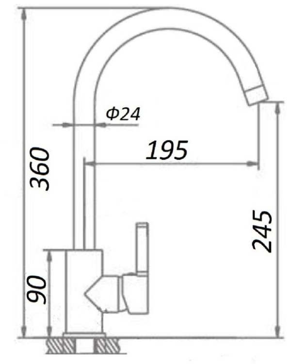 Смеситель для кухни однорычажный WISENT с PVD покрытием графит 4998-3-U