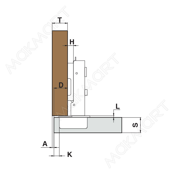 Петля 105 накладная с пружиной, 48мм, Clip-on (cam), отделка никель (без планки)