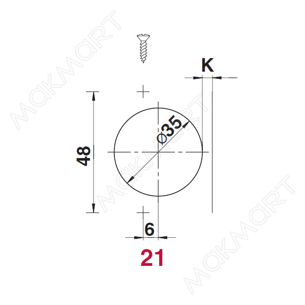 Петля 105 накладная с пружиной, 48мм, Clip-on (cam), отделка никель (без планки)