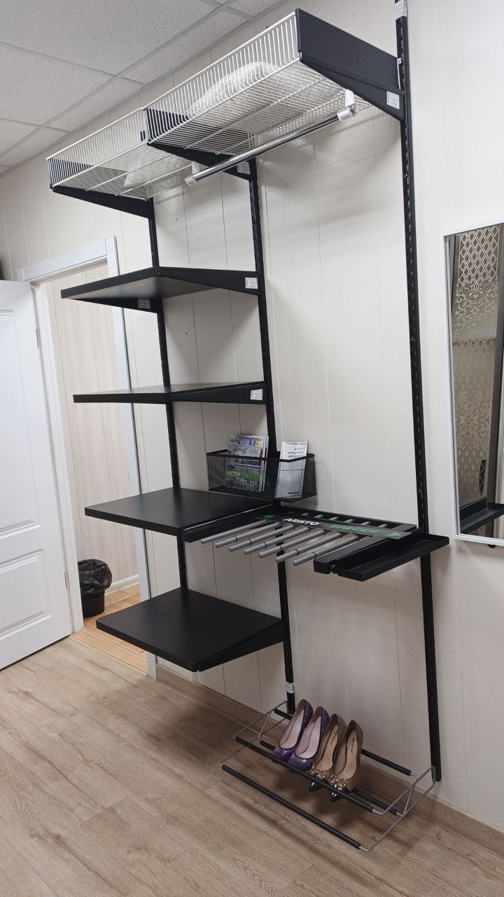 Готовый комплект гардеробной системы на 2 секции (черно-белая)