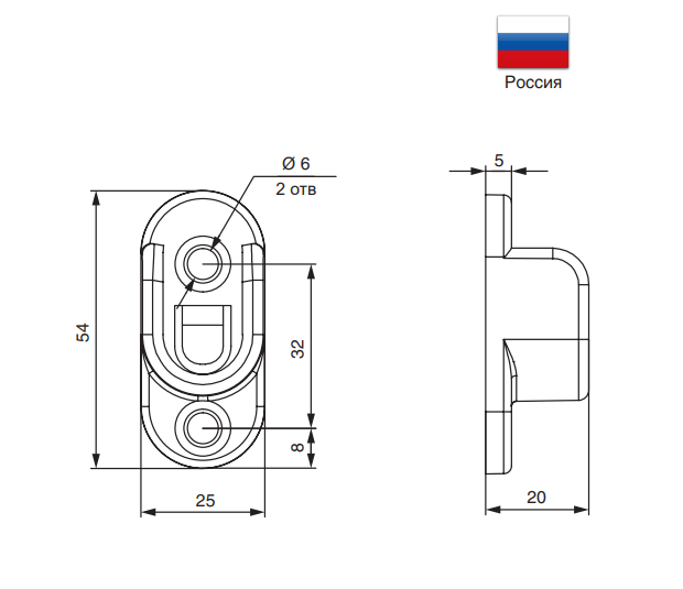 Держатель для штанги 15х30, цвет черный