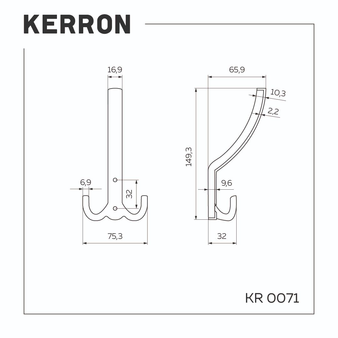 KR 0071 SN Крючок 3-х рожковый с перфорацией матовый никель