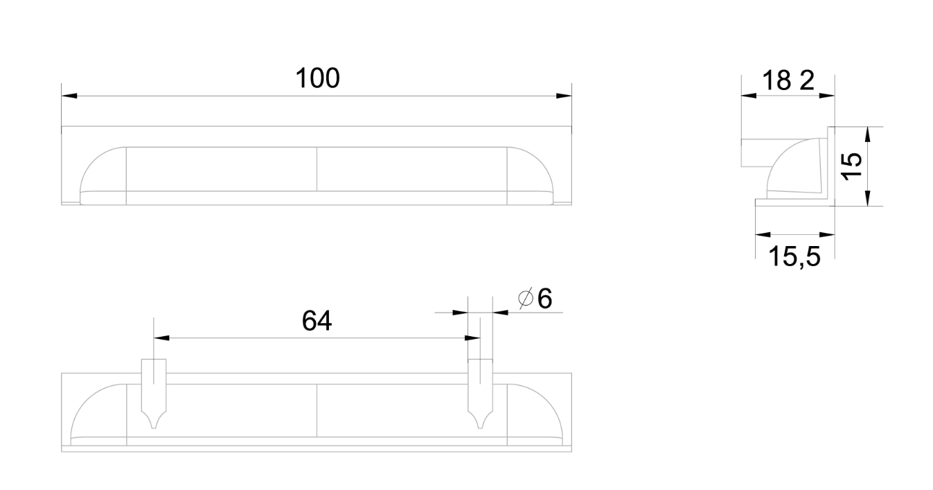 BRD RT020CP.1 ручка торцевая 100 мм EVA Хром полированный (заказ)