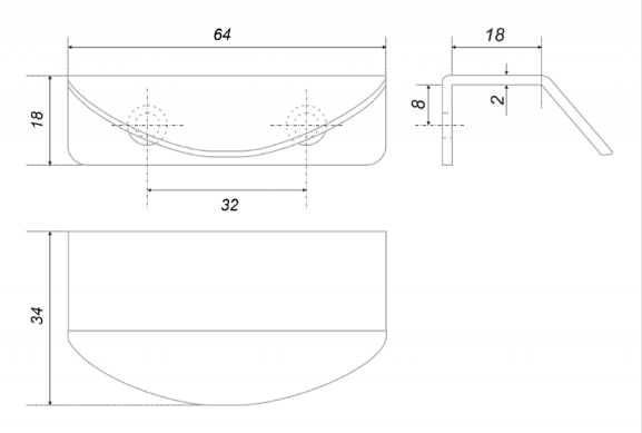 BRD RT007CP.1 ручка торцевая 32 мм DETAIL хром полированный (заказ)