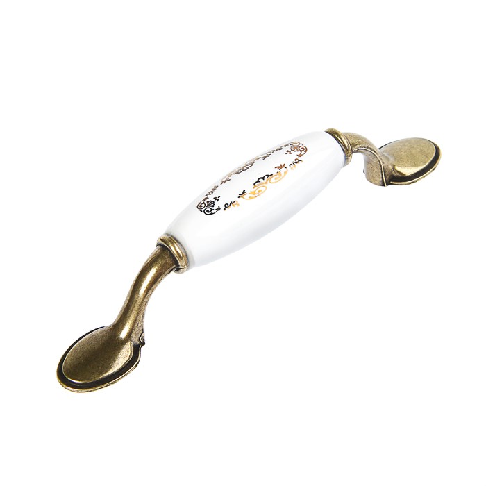 Ручка скоба 96 мм бронза с керамикой цветок SALE (стоп-лист)