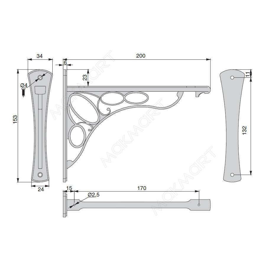 Менсолодержатель, отделка бронза античная французская, малый SALE