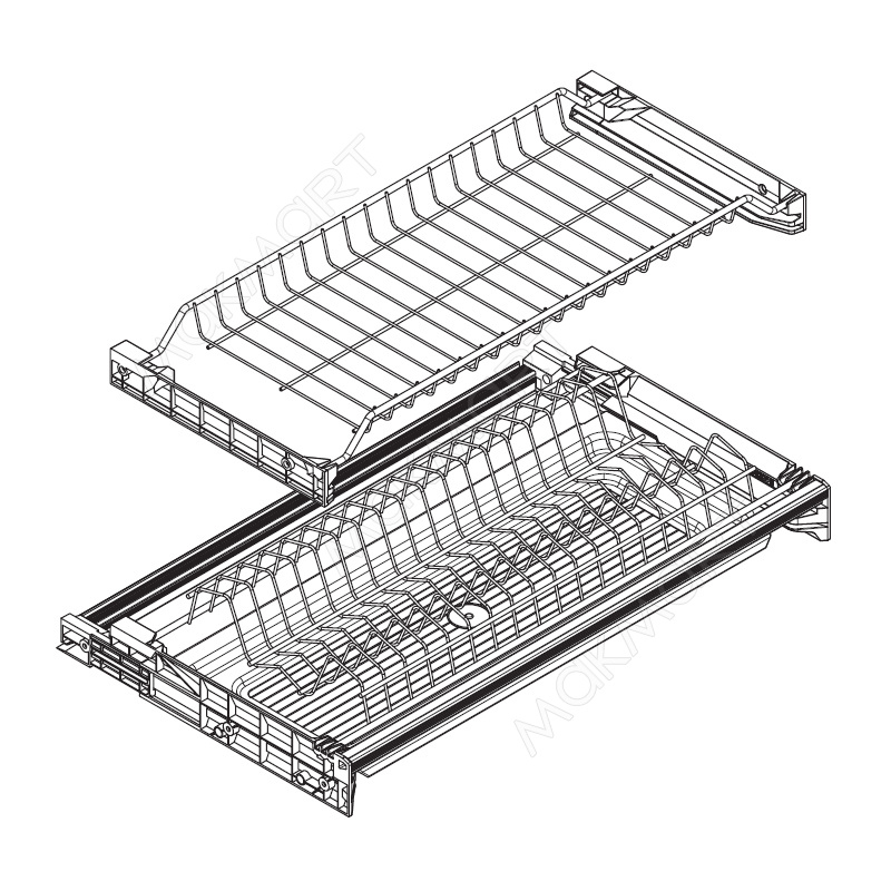 МАКМАРТ Сушка 2-уровневая в базу 700/16, с рамкой, под.1 шт. (плас.), отделка орион серый (заказ)
