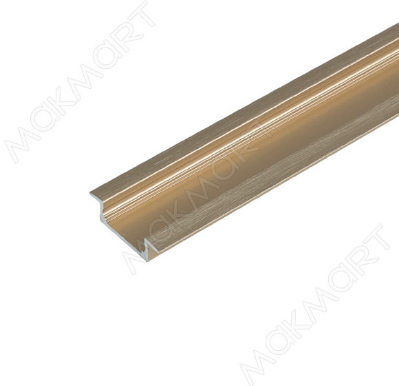 Профиль 2206 для LED подсветки врезной, L=3000 мм, отд. золото шлиф. (анод) (заказ)