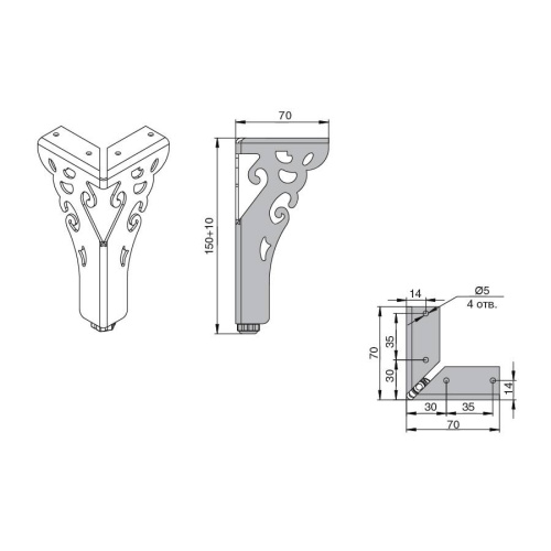 NIP2.0150.9005 ножка декоративная Кальяри h 150 черный матовый SALE