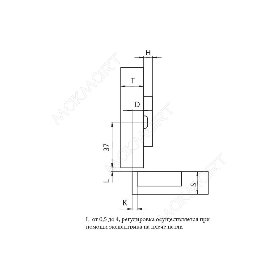 Петля 110 полунакладная, 48мм, Slide-on, отделка никель (на 16 мм) без планки SALE