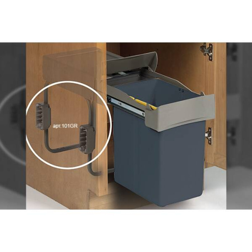 Ведро для мусора (21л) выдвижное, пластик светло-серый + серый кварц (заказ)