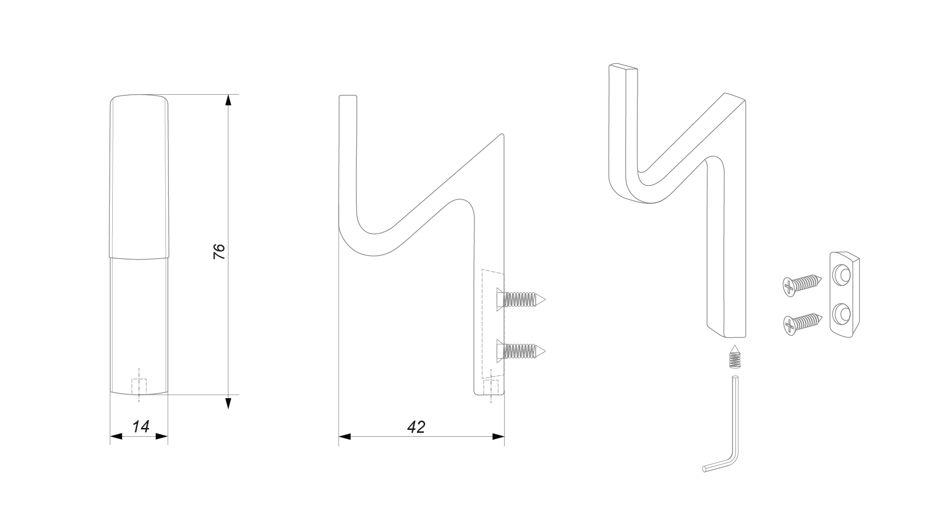 BRD K107BSN.13 Крючок ZIGZAG однорожковый Атласный сатиновый никель (заказ)