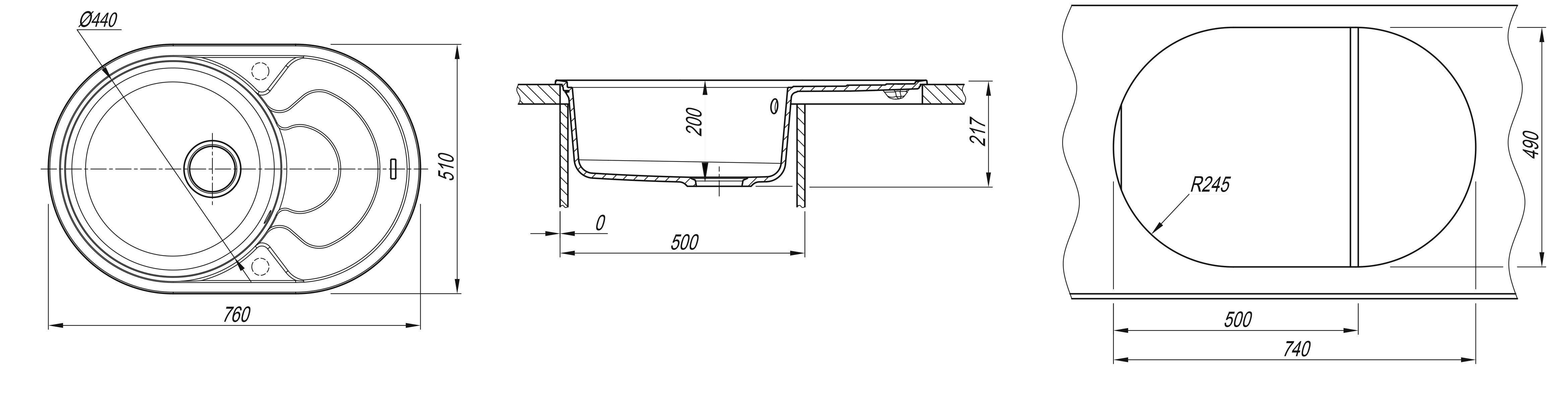 Мойка FLORENTINA Родос 760*510*217  шампань (стоп-лист)