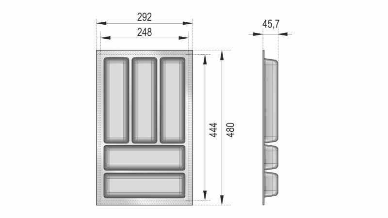 BRD Блок для столовых приборов основной КОНСТАНТА PC14/GRPH/292x480 графит