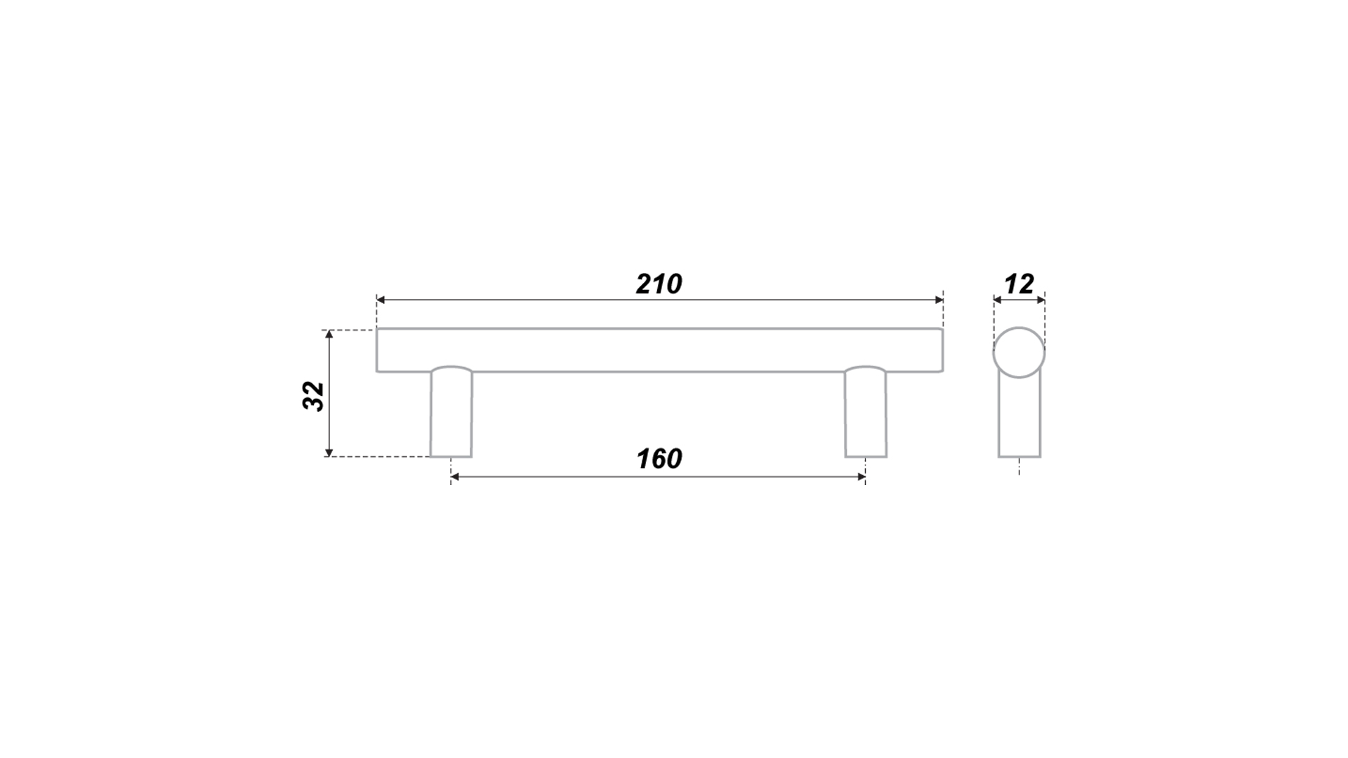 BRD RR002SC.5 ручка-рейлинг 160 мм матовый хром
