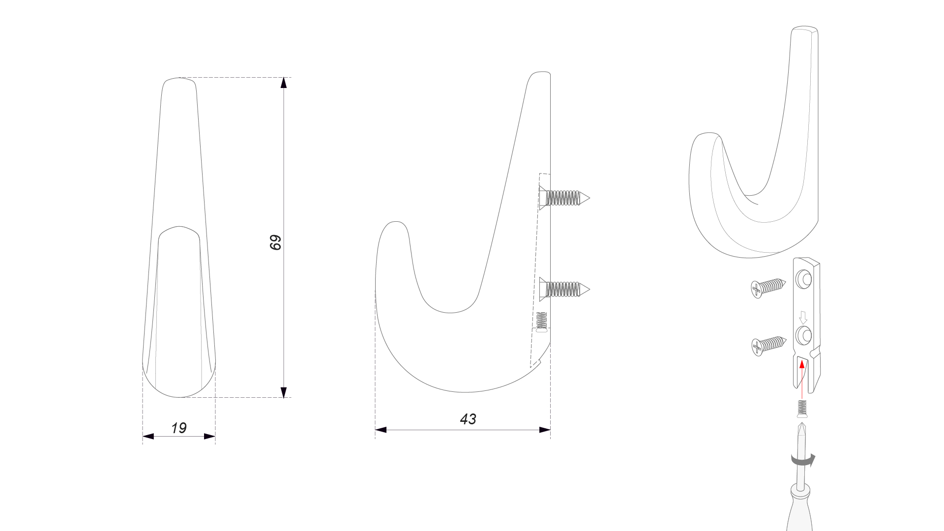 BRD K103BSN.9 Крючок NILL однорожковый атласный никель (заказ)