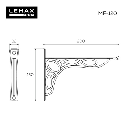 Кронштейн для полок малый MF-120 OAB оксидированная бронза