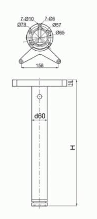 Опоры для столов и барных стоек  h 710 d 60 боковое крепление черный хром