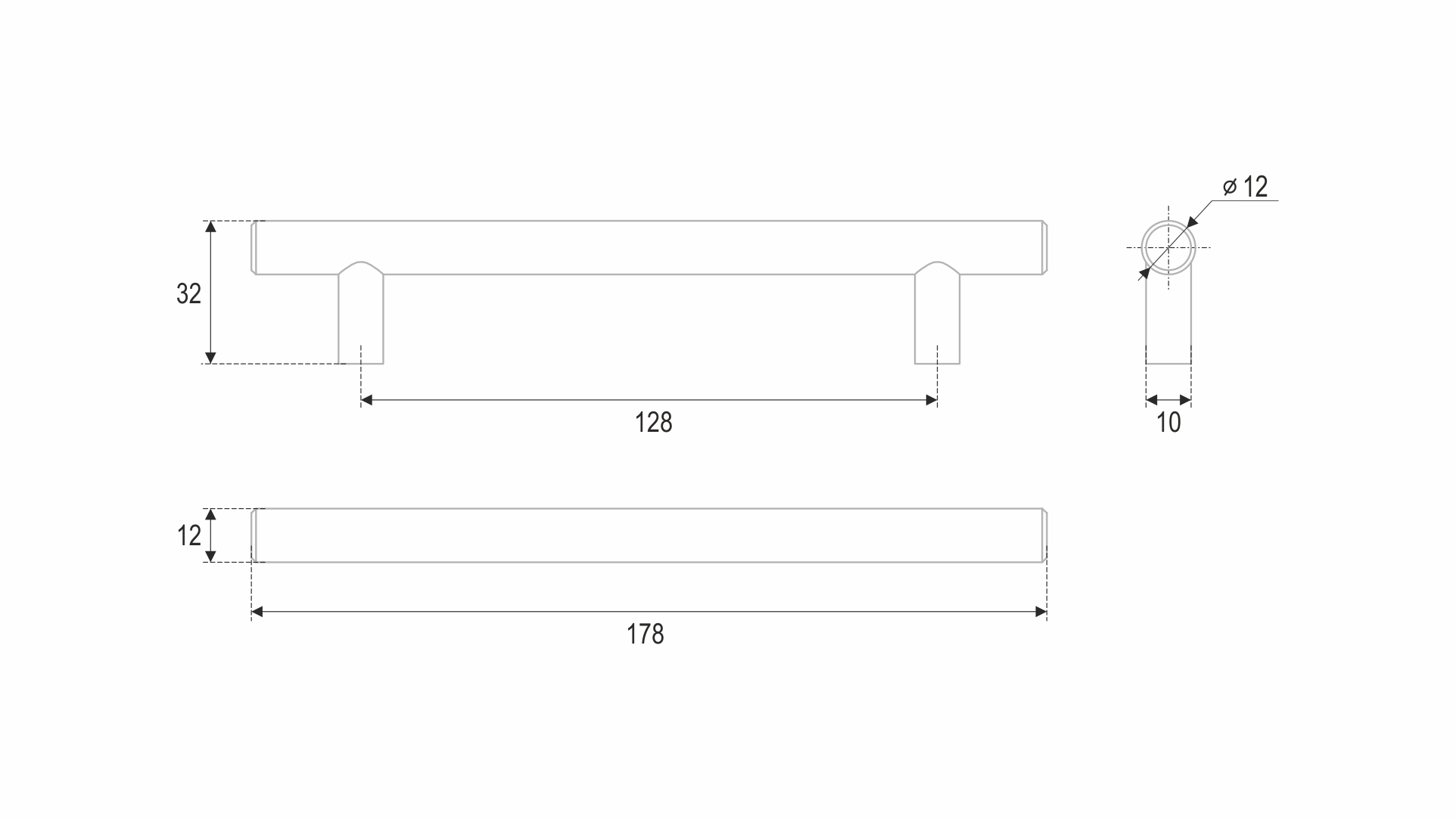 BRD RR007SST.5/128 ручка-рейлинг 128 мм AGENT нержавеющая сталь