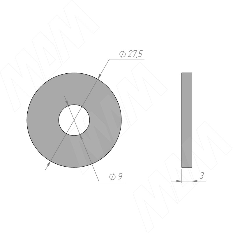 Шайба плоская для винта M8 (стоп-лист)