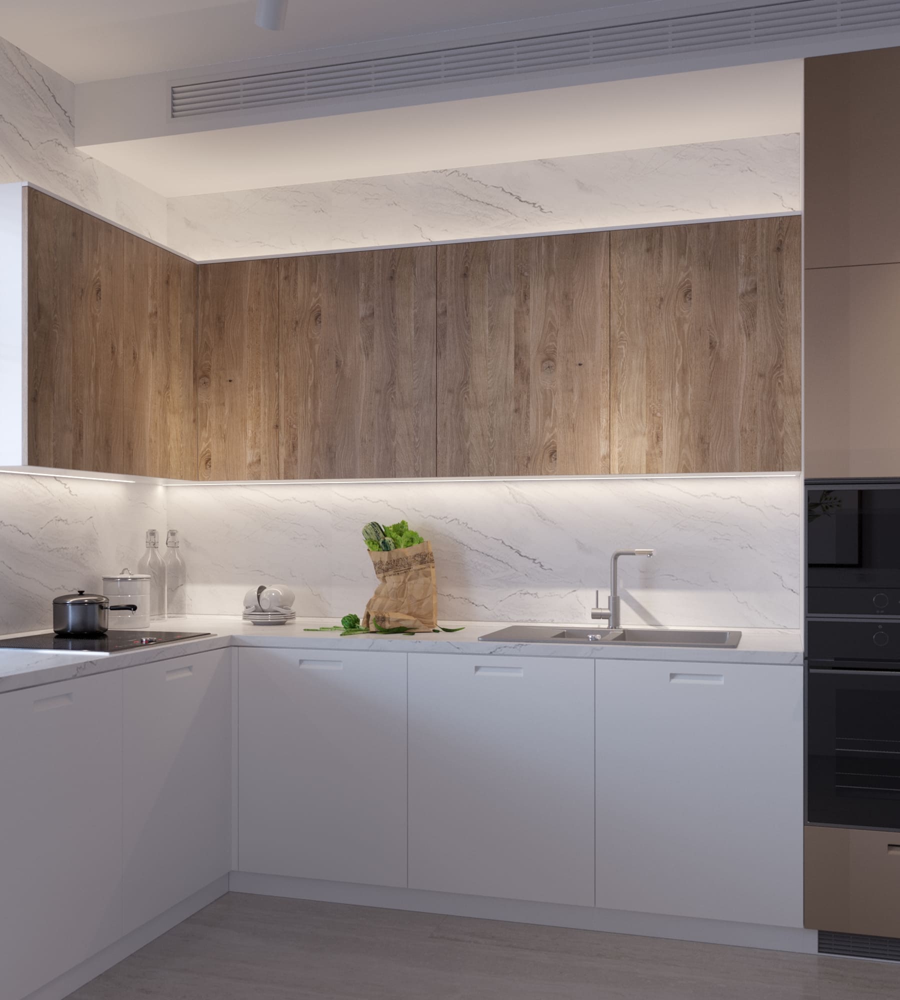 Столешница СЛОТЕКС 3000*600*40мм E1 - Азурита белая (Azurita white) 8110/Pt