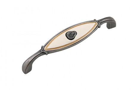 BRD RS111BАZ.4/W ручка-скоба 96мм MARTA черненый старинный цинк/кремовый (снято)