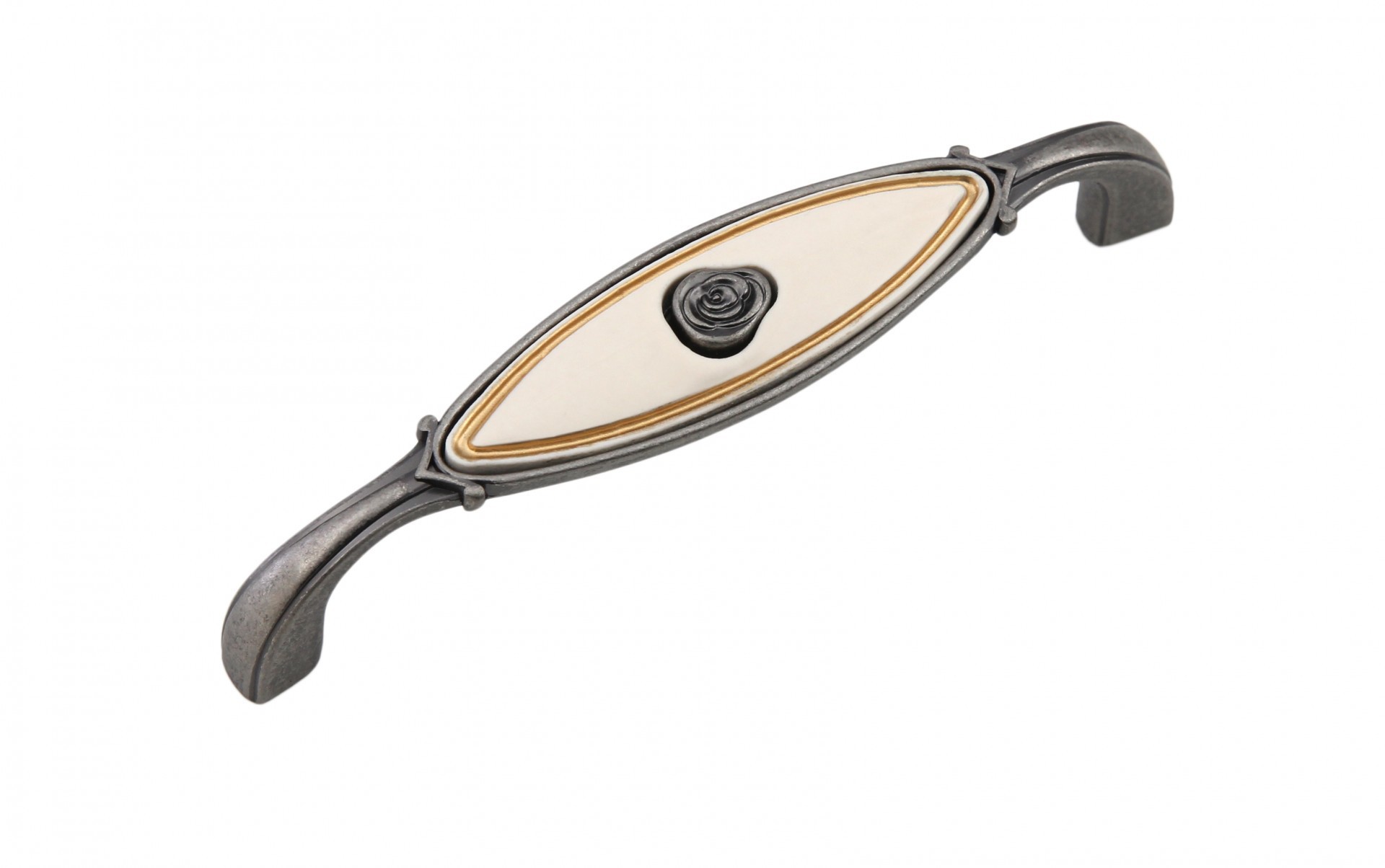 BRD RS111BАZ.4/W ручка-скоба 96мм MARTA черненый старинный цинк/кремовый (снято)