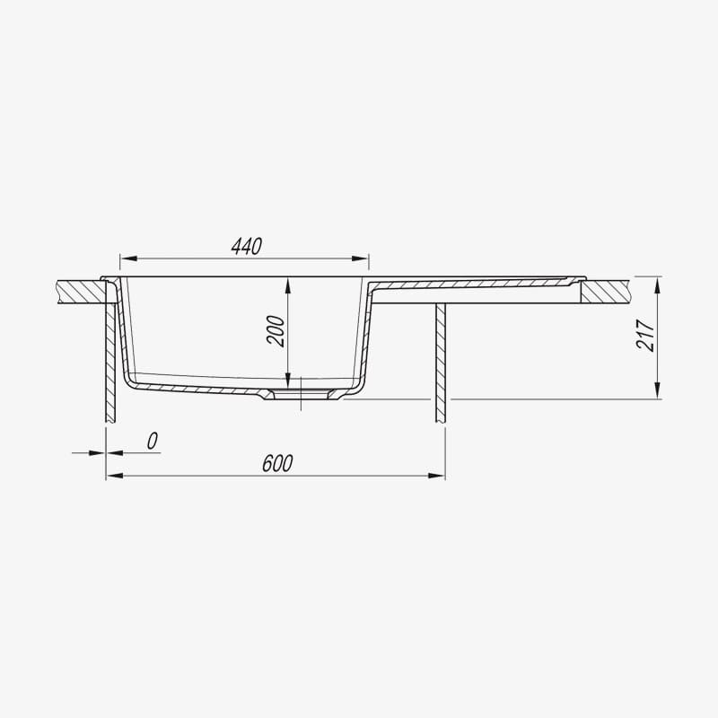 Мойка Dr. Gans Техно 860 прямоугольная с крылом черный (стоп-лист)