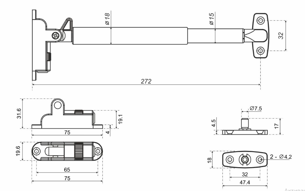 BRD GL110W/50/3 газовые лифты с фиксацией положения и амортизацией OZON Белый